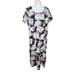 Vintage Hilo Hattie Hawaiian Original Maxi Dress Womens XL Short Sleeve